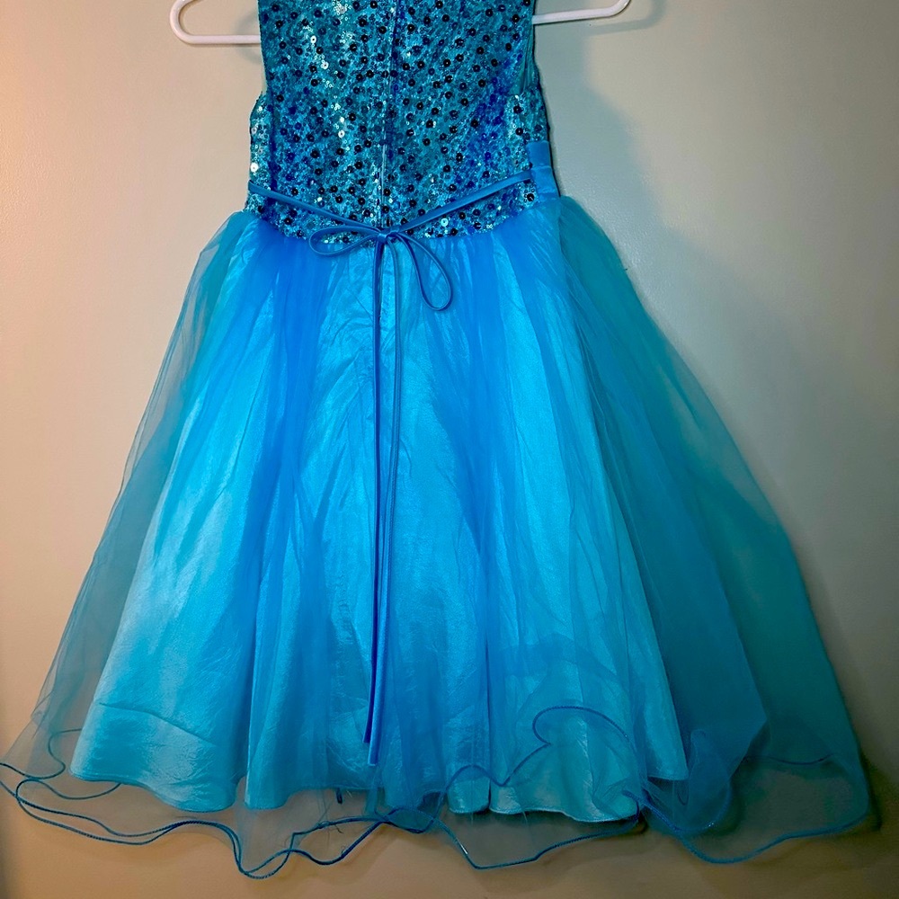 Blue Sequin Kids Dress - Picture 4 of 6